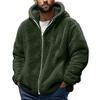 Men Fleece Hooded Jacket Winter Warm Zip Up Sweatshirt Soft Breathable Coat Casual Outerwear