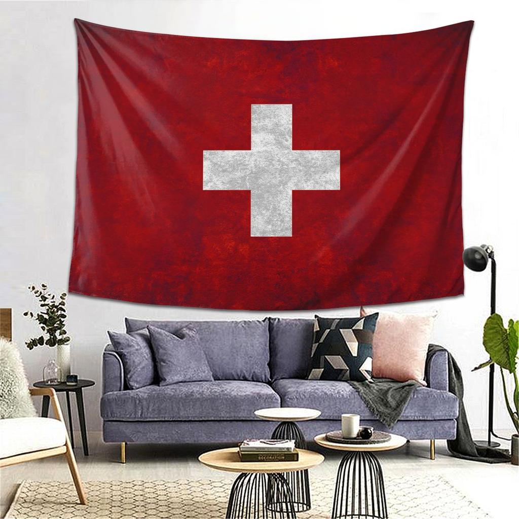 Arazzo Decorazione Bandiera Svizzera Svizzera Arte Arazzi Estetici per Soggiorno Camera da Letto Casa Tessuto da Parete Appeso a Parete