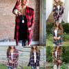Cozy Women Plaids Cardigan T-shirt With Stylish Lapel Collar For Casual Wear