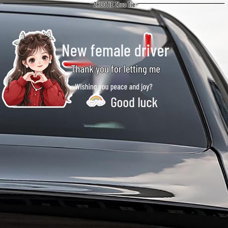 Peace & Joy Female Driver Learner Sticker - Reflective, Waterproof Car Decal