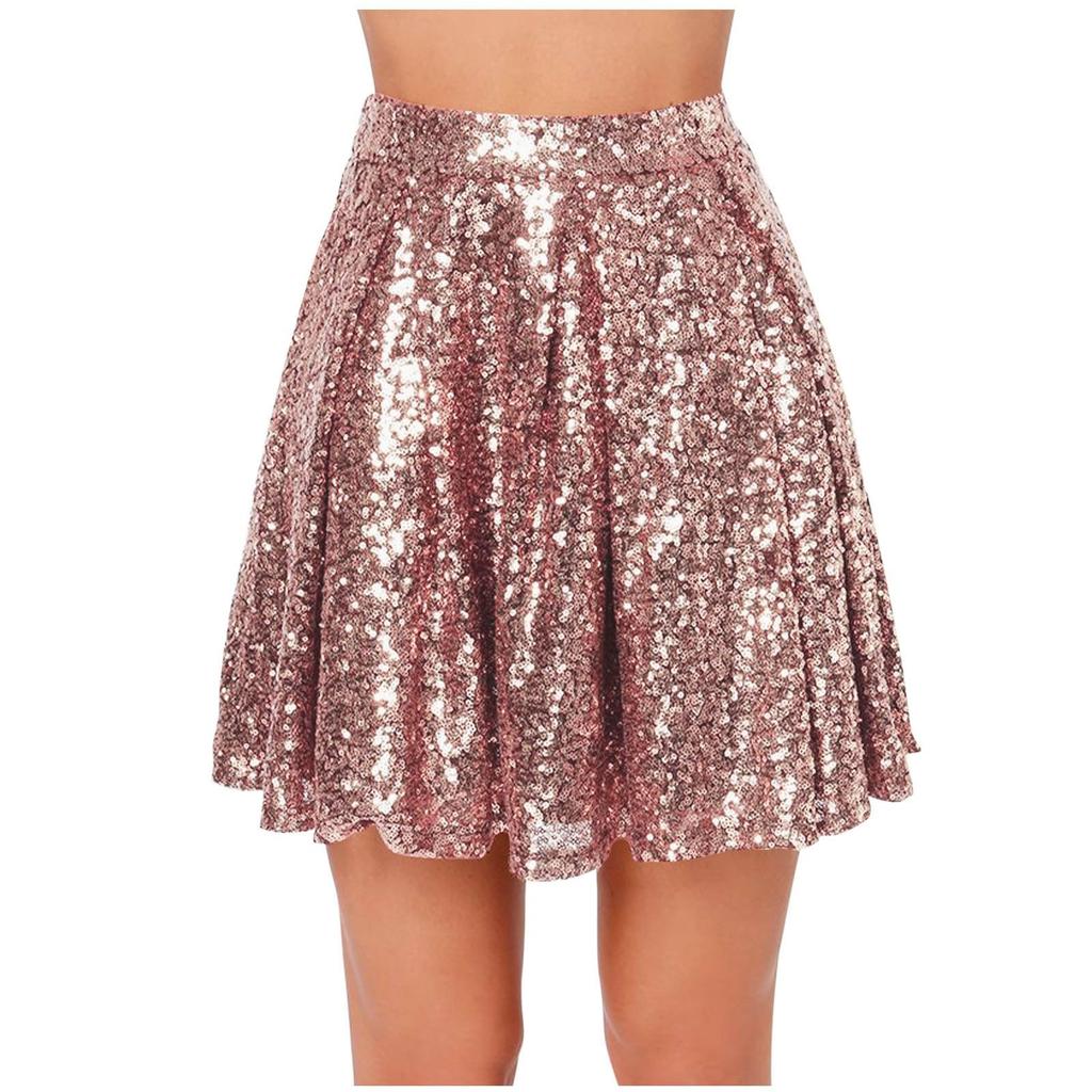 Women's Sequin  Skirt Versatile A-Line Basic Flared Casual Short Skirt