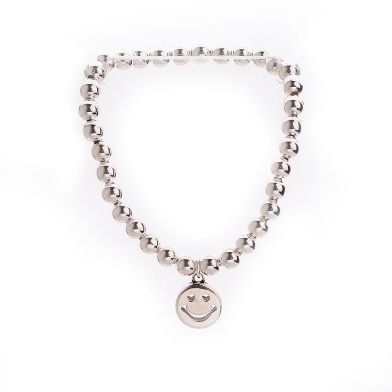 Retro Simple Smile Smile Bracelet Female Personality Smiley Face Round Bead Chain Trend Fresh Jewelry