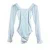 Womens Ballet Leotard White Stretch Dancewear Contemporary Chinese Dance Aerial Yoga Fitness Training