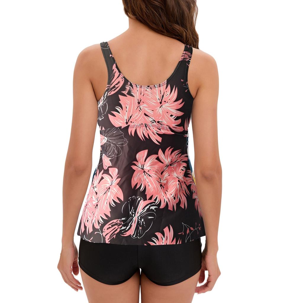 Women Two Piece Flowy  Swimsuits  Bathing Tank Tops With Shorts Athletic Swimwear
