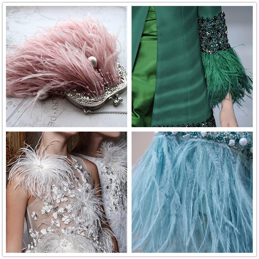 Nastro con Bordatura di Piume di Struzzo Azzurro FeatherLight Frange di Piume di Struzzo Vere per Abbigliamento da Festa Decorazioni per Cucito Piume Artigianato Fai da Te