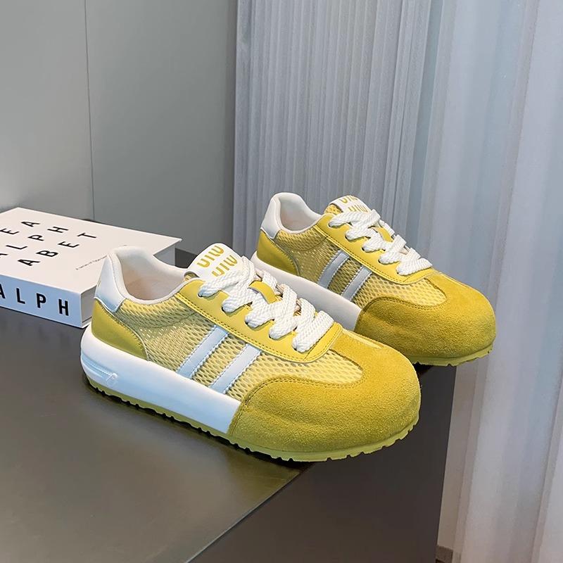 Mesh breathable German training shoes women's 2025 summer new leather versatile little white shoes lightweight platform sports and leisure board shoes