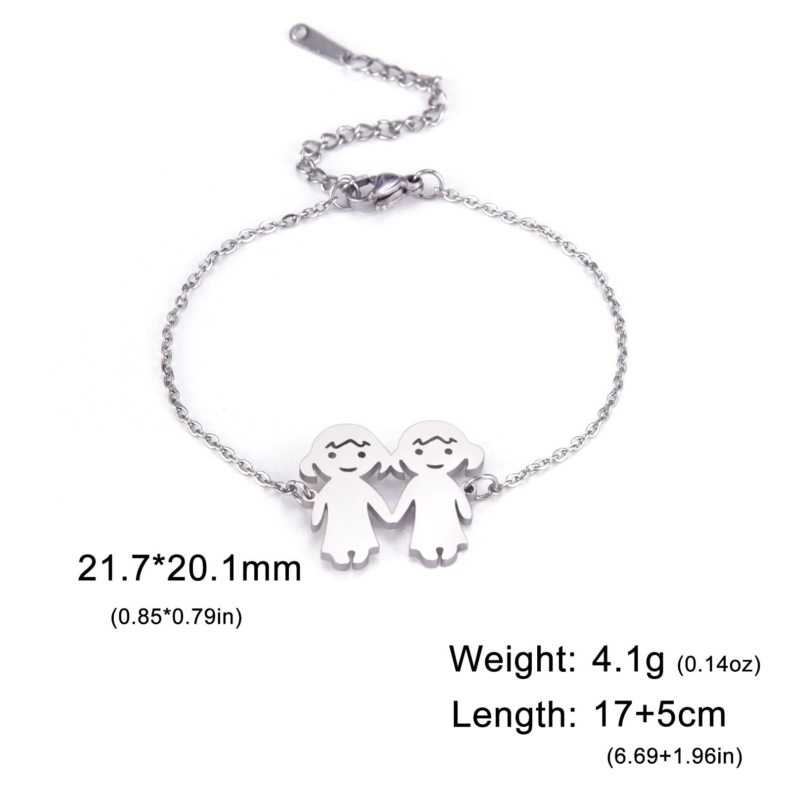 

Teamer Cute Family Bracelets Girl Boy Stainless Steel Charm Bracelet Bangle for Daughter Son Sister Brother Couple Gifts Jewelry