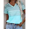 Women's Striped Geometric Graphic V Neck T Shirt, Short Sleeve Casual Tops, Daily Multi Color Look for Spring & Summer