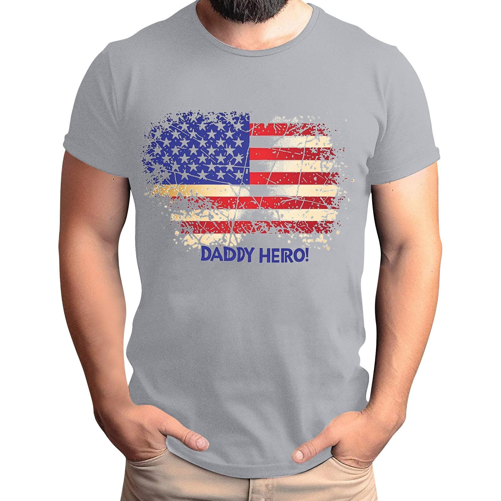 Мужская футболка с принтом флага ко Дню отца мужской свободный повседневный топ с коротким рукавом L 1215₽