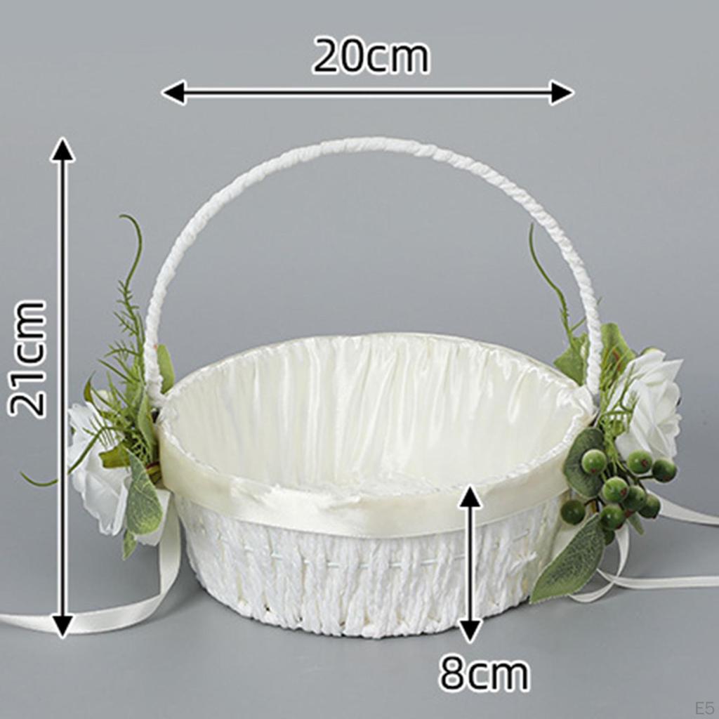 Flower Girl Basket Bridesmaid Lace Container Portable Wedding Baskets for Banquet,