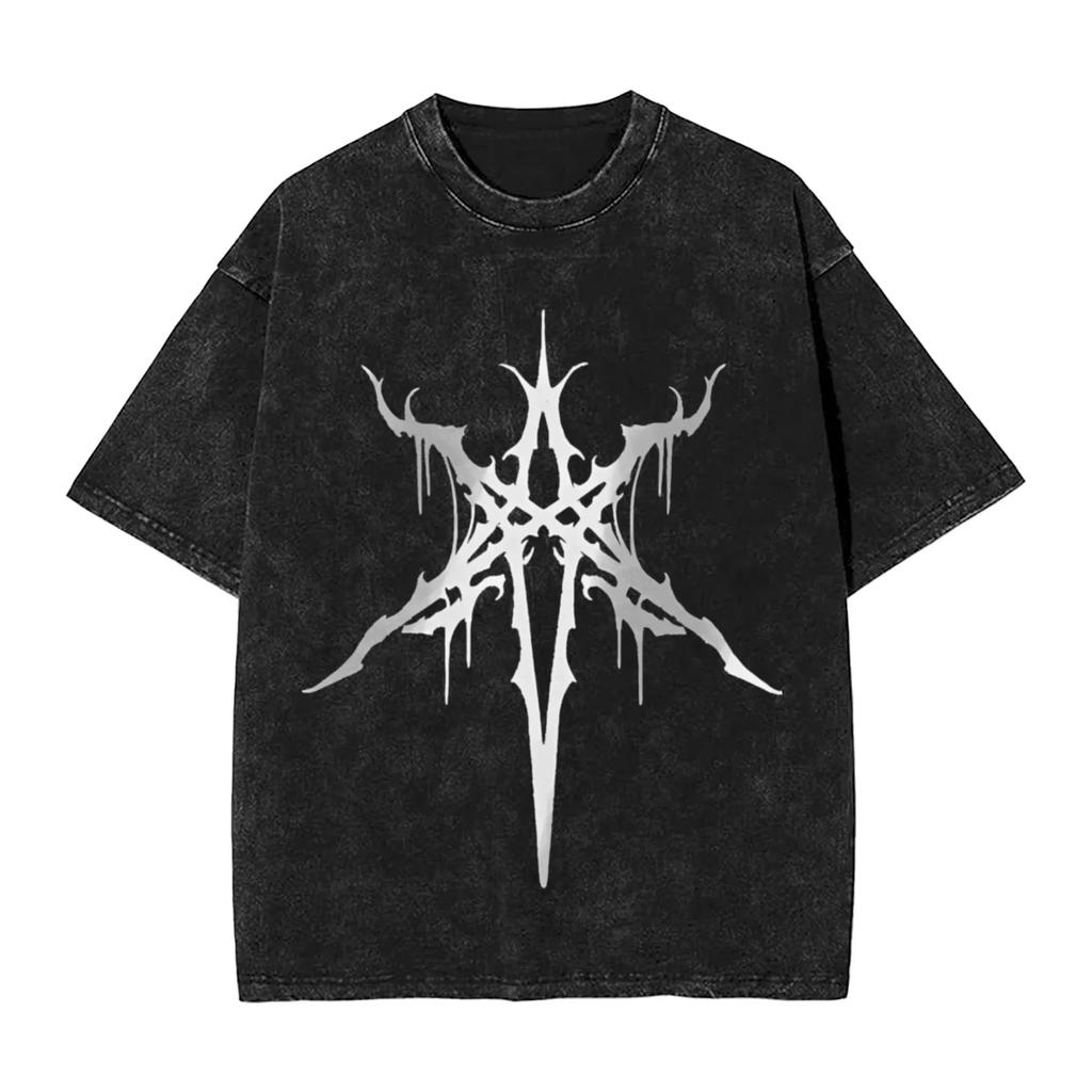 Oversized Acid-Wash Vintage Short-Sleeve T-Shirt Featuring Bring Me the Horizon Dark Gothic Siren Graphic Print