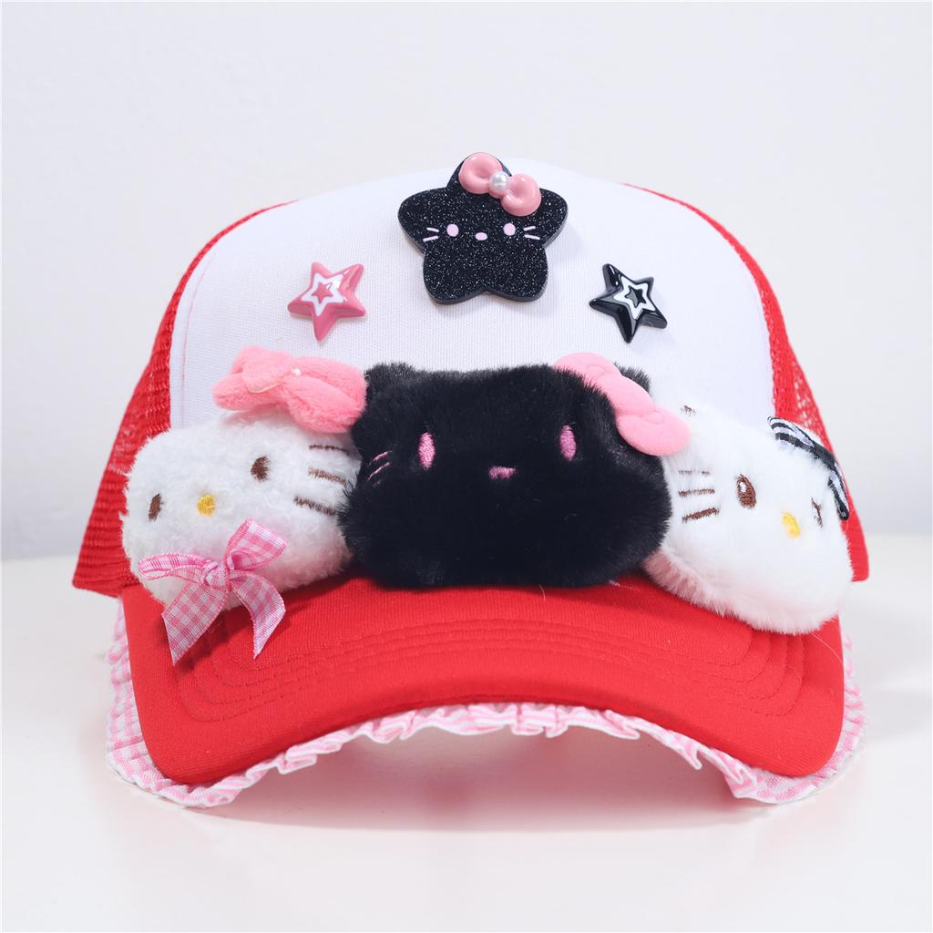 2025 new cute kitten bow cap children y2k Yabi wind show face small breathable baseball cap