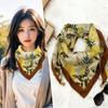 Magnetic buckle cotton and linen small square scarf silk scarf women's spring and autumn versatile neck protection scarf triangular scarf new warm sca