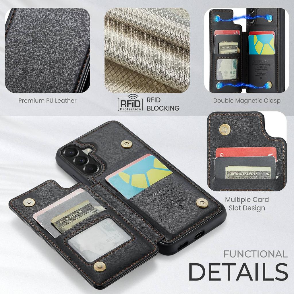 Per Samsung Galaxy A57 A37 Custodia a Portafoglio in Pelle PU Blocco RFID Porta Carte Copertura Magnetica a Flip Supporto Antiurto Protettiva