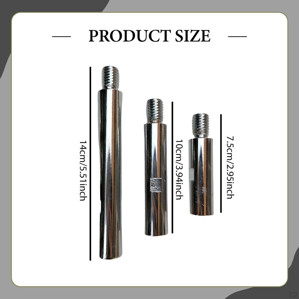 3 Pieces Angle Grind Extension Connecting Rods Metal M14 Car Polisher Rotary Shaft Set for