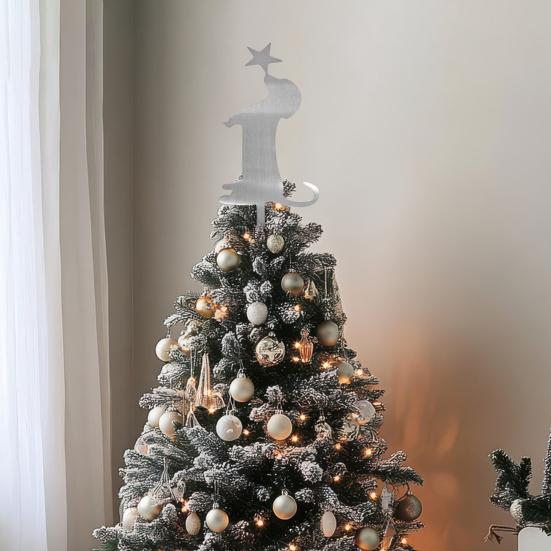 Christmas Dachshund Dog Tree Topper Metal Dog Tree Topper with Star for Holiday Party Decor Cute Puppy Ornament for Doggie Lovers