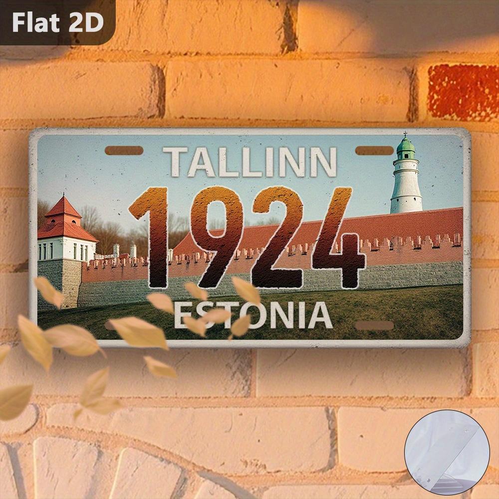 

D Flat pc Vintage Tallinn Estonia License Plate Retro Estonian Licens PlateShaped Metal Sign HeavyDuty Aluminum Ga 15x30cm(5.9x7.8inch)