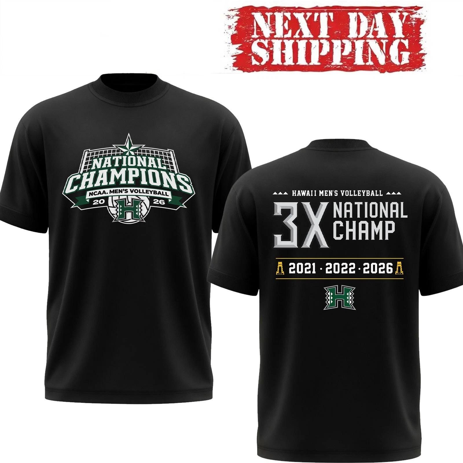 Hawaii Rainbow Warriors 2026 NCAA Men’s Volleyball National Champions T Shirt XL