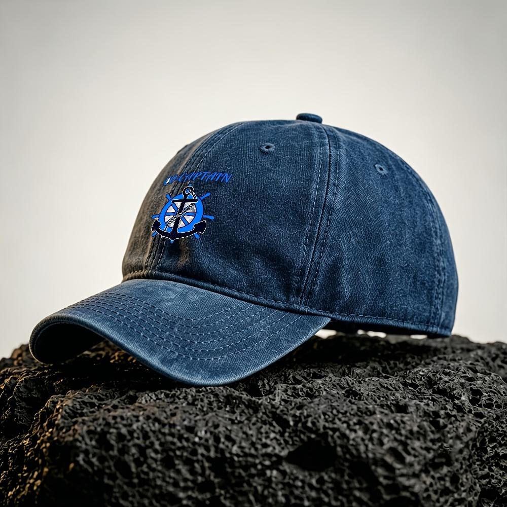 CoCaptain Anchor Helm Pattern Baseball Cap Adjustable Lightweight Casual Outdoor Hat for Vacation Fishing