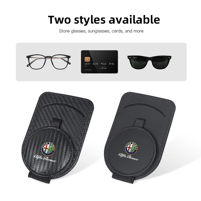 Car Carbon Fiber Clip Sun Visor clip-On Sunglasses For Alfa Romeo 4C 159 Spider Giulia Giulietta 156 Tonale Mito 147 8C GT Def789