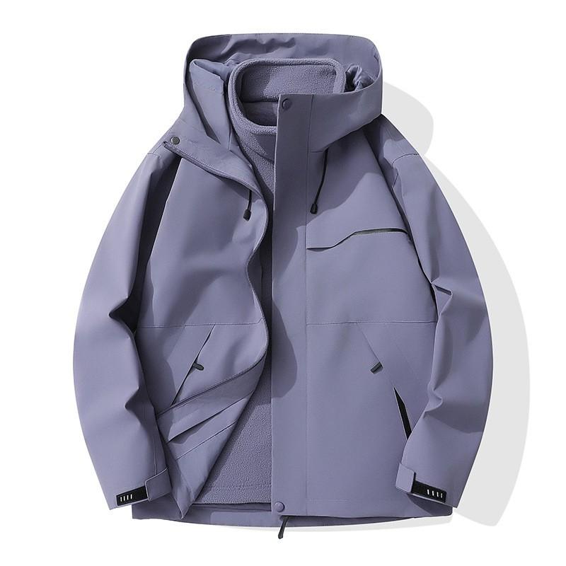 Mens Womens 3-in-1 Waterproof Windproof Hiking Jacket With Removable Shell Gore-Tex Fabric All-Season Outdoor Parka