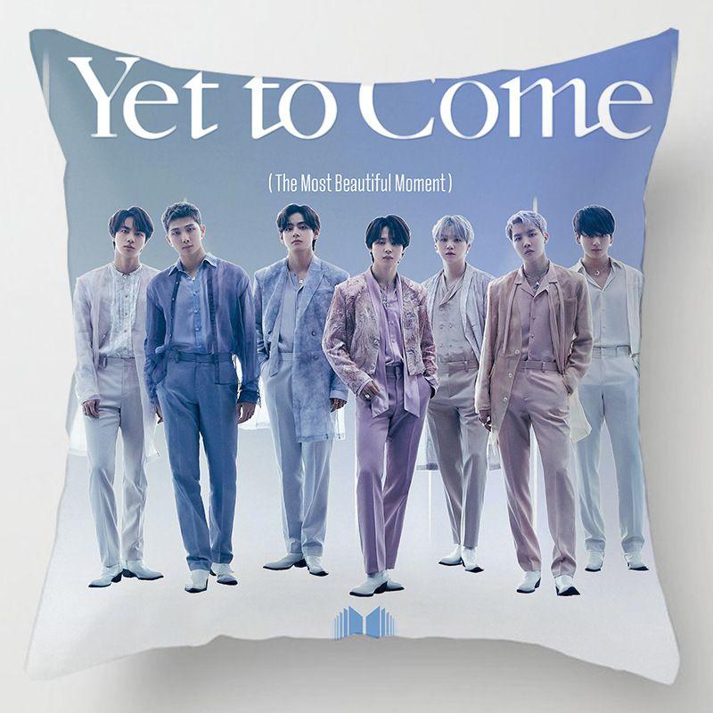 Kpop 18in Bts Bangtan Boys Cushion Cover Decorative Soft Pillow Case Peach Skin