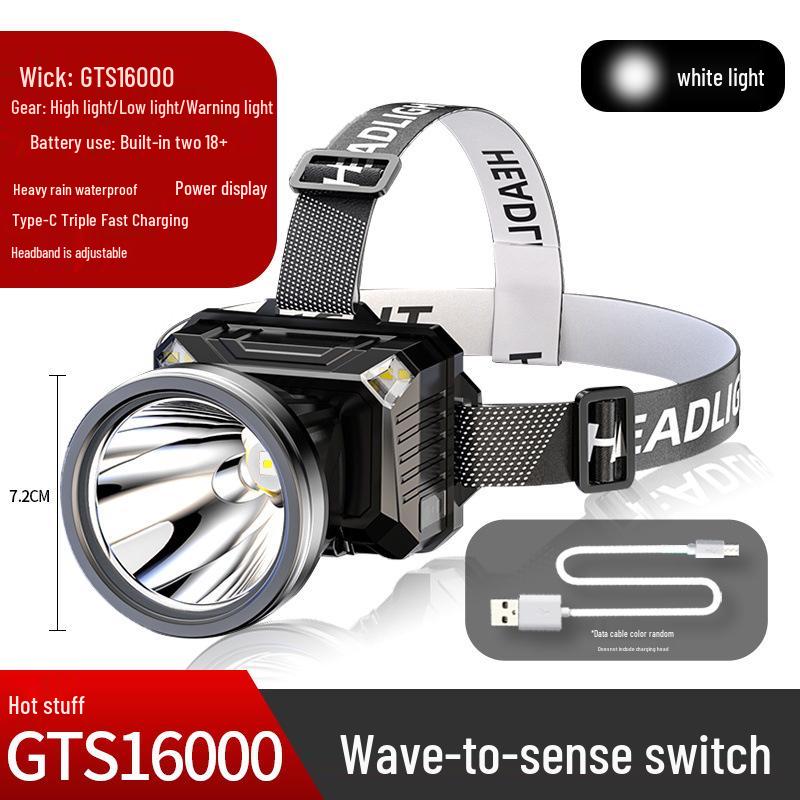 Rechargeable High Power Headlamp: Super Bright White Laser with Long Battery Life and Durability for Outdoor and Mining Use.