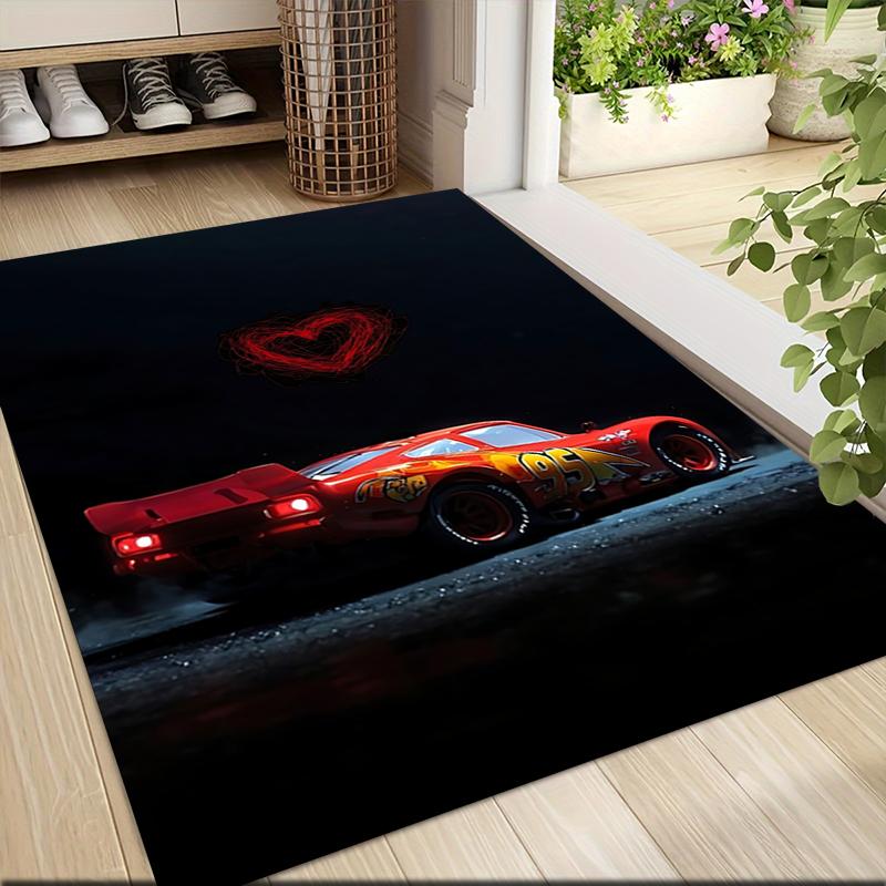Mcqueen Heart Carpet Rug Soft Washable Antislip Home Living Room Sofa Mats Personalized Christmas Rug