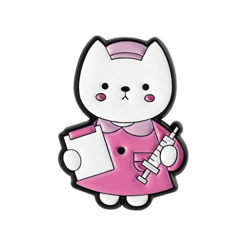 

Cartoon Laboratory Nurse Puss Enamel Pin Brooch For Jewelry Gifts Fashion Accessories Style Enhancement