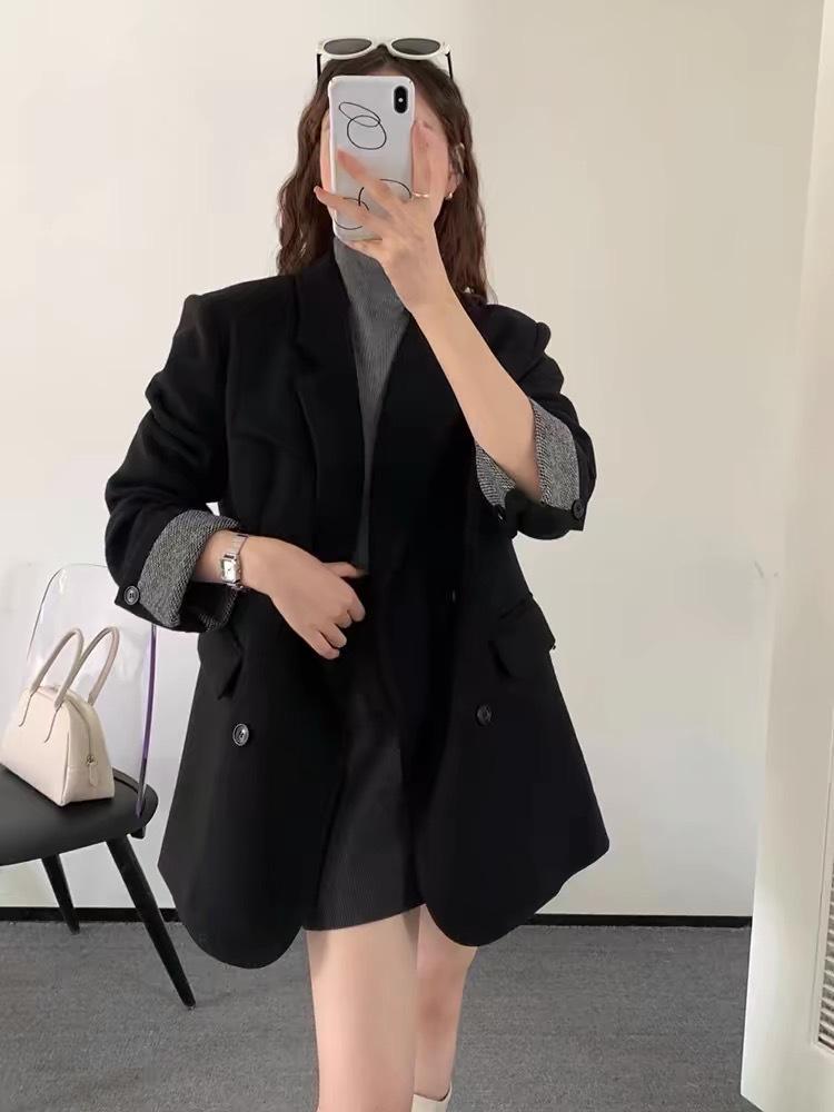 

Fashion high-end cotton-padded coat women s 2025 winter new double-breasted versatile foreign-style woolen coat M чёрный