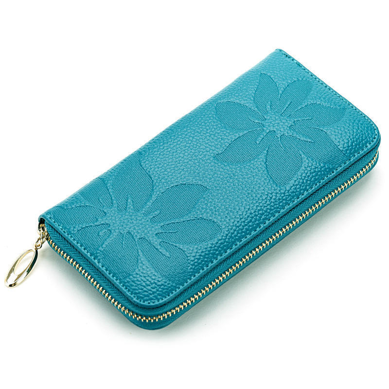 Women's Wallet Long Handbag Leather Wallet Coin Purse Square Bag Zippered Bag Wallet