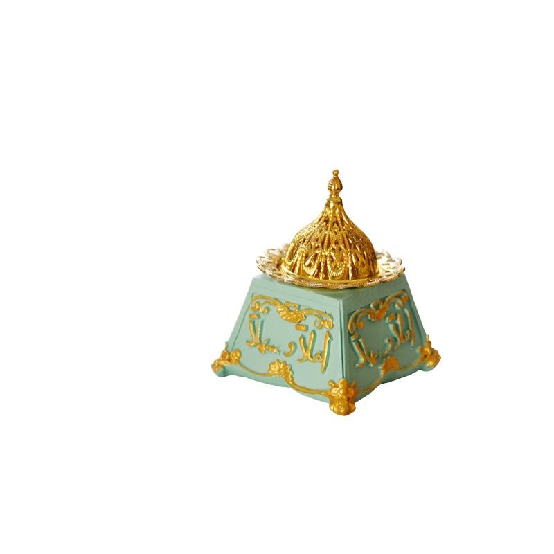 Trapezoidal Classical Incense Burner Gold Metal Combination Incense Burner Classical Retro Style Aromatherapy Burner