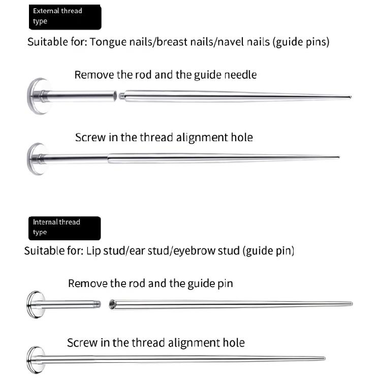 Kit Applicatori per Gioielli per il Corpo per Orecchio Naso Labbra Include Perni Filettati Senza Filettatura Accessori per Piercing in Acciaio Inossidabile