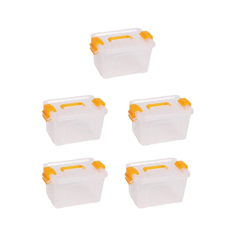 5pcs Nail Art Box Mini Storage Box Transparent Dustproof Beading Storage Case Waterproof Plastic Mini Storage Drawer Ornament