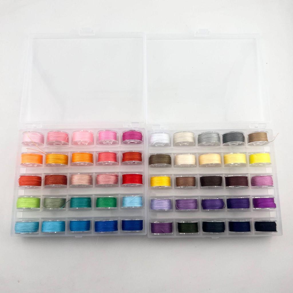 Multi-Specification Household Bobbin Set: Colored Transparent and Metal Bobbins with Thread