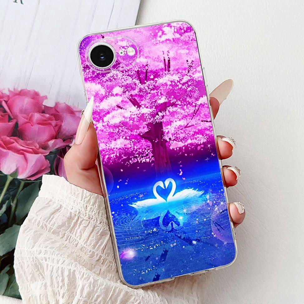 Clear For iPhone 16e A3212 A3409 A3410 A3408 Cover For iPhone 16e Case Fashion Luxury Flowers Cute Funny Painted Soft Bumper