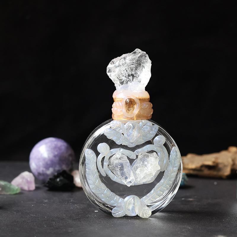 Handmade Natural Crystal Magic Bottle Decorative Glass Crafts Storage Bottle Ornament For Home Decor And Christmas Gift