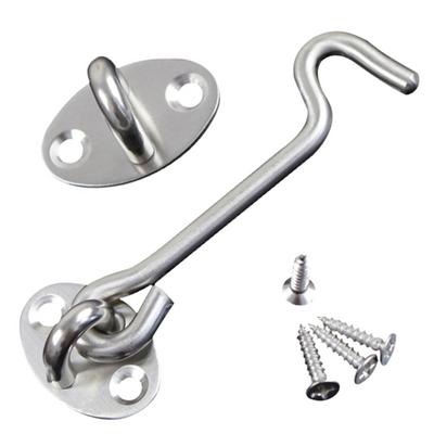 1Pc Stainless Steel Windproof Cabin Door Gate Window Hook Eye Latch Lock Catch