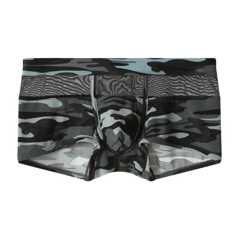 

New, men s camouflage color-matching boxers, mesh elastic and breathable large-size home fitness hot sale XXL сірий колір