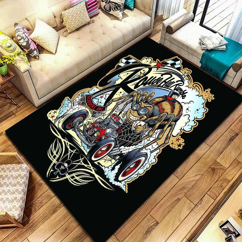 Street graffiti car Pattern Square Carpet,Area Rug,Carpet Rug for Living Room Bedroom Sofa Playroom Decor,Non-slip Floor Mat,Holiday Birthday Gifts