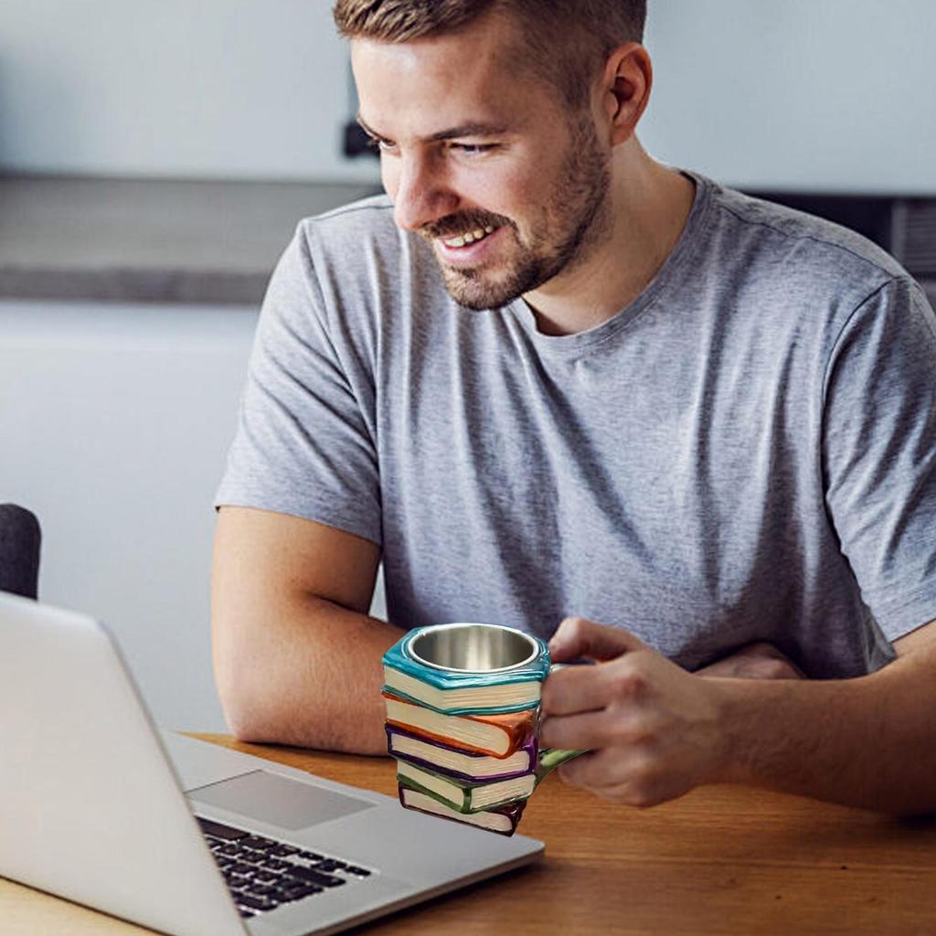 Resin 3D Painted Books Coffee Mug Unique Handmade Drink Cup Creative Book-Shaped Drinkware Colorful Novelty Mugs for Lover Gifts