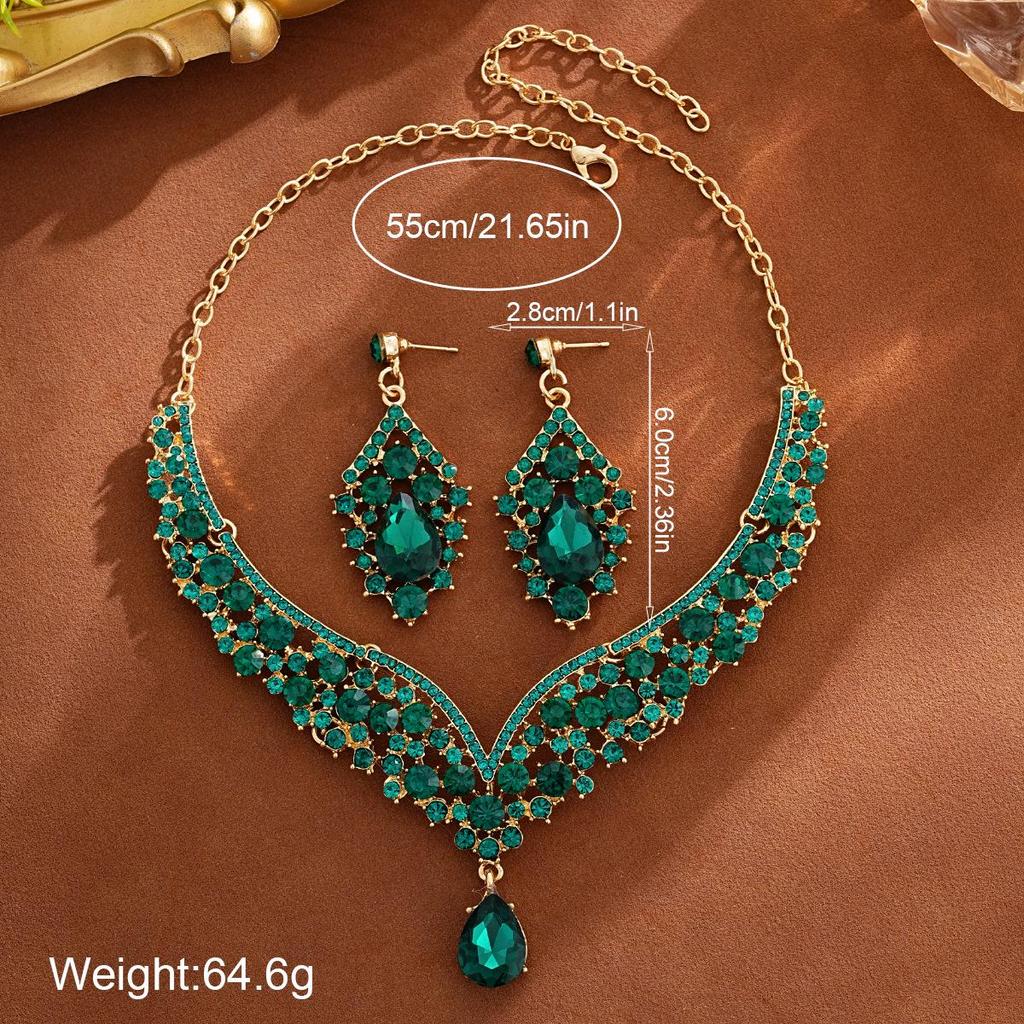 Vintage Luxury Crystal Necklace & Earrings Set for Banquet 2025