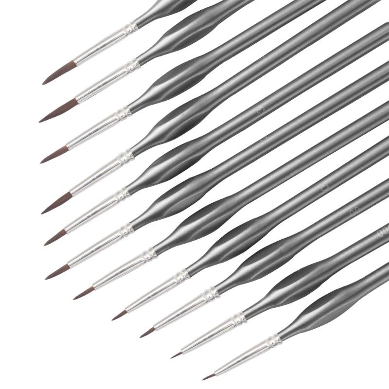 Detail Paint Brush Set 11Pcs Ergonomic Grip Miniature Brush for Fine Detailing and Acrylic Watercolor Oil Face Painting