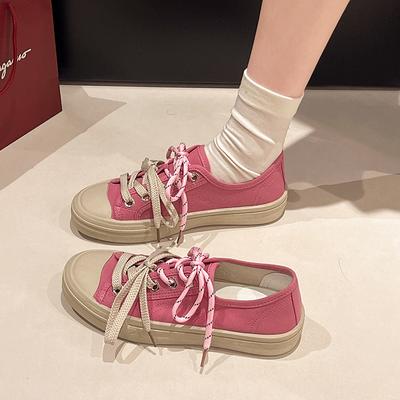 2025 Sommer neue Canvas-Schuhe Damen Plateau erhöhend lässige Sport-Board-Schuhe vielseitige weiße Schuhe flache Schuhe