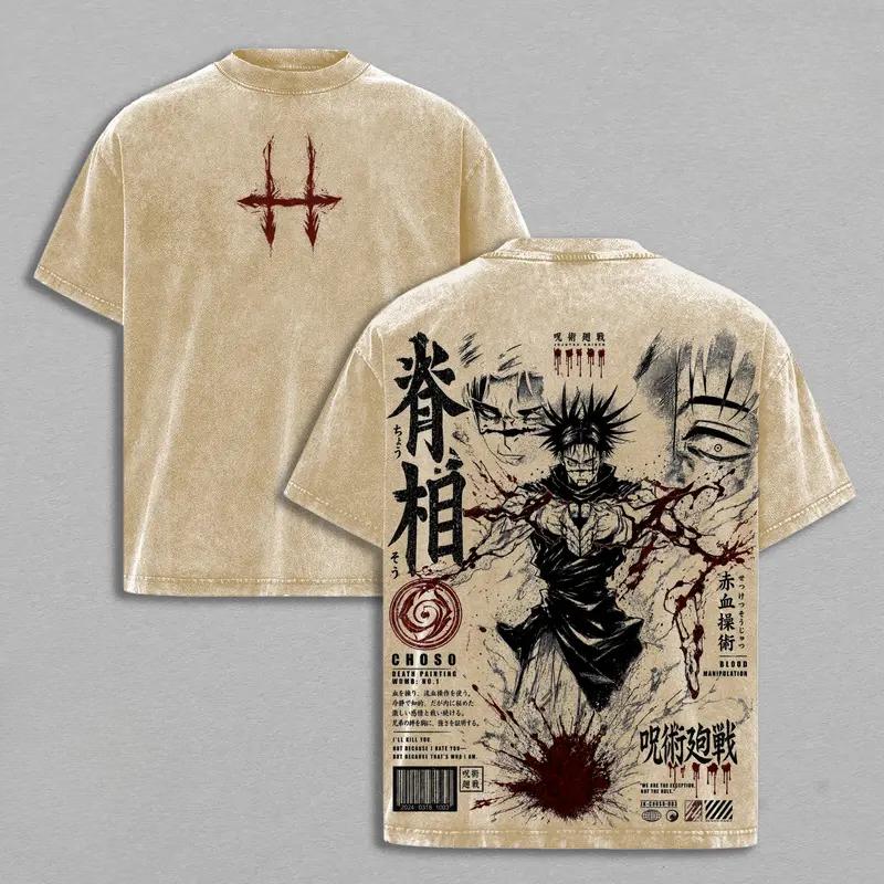 Hot Anime Jujutsu Kaisen Choso Graphic Tee Men Women Short Sleeve Clothing Washed Cotton Tshirt Casual T-shirt Harajuku T Shirt