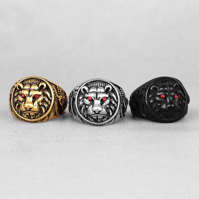 Schwarzer Tiger Tier Edelstahl Herrenringe Punk HipHop Rap Einzigartig Für Männlichen Freund Biker Schmuck Kreativität Geschenk