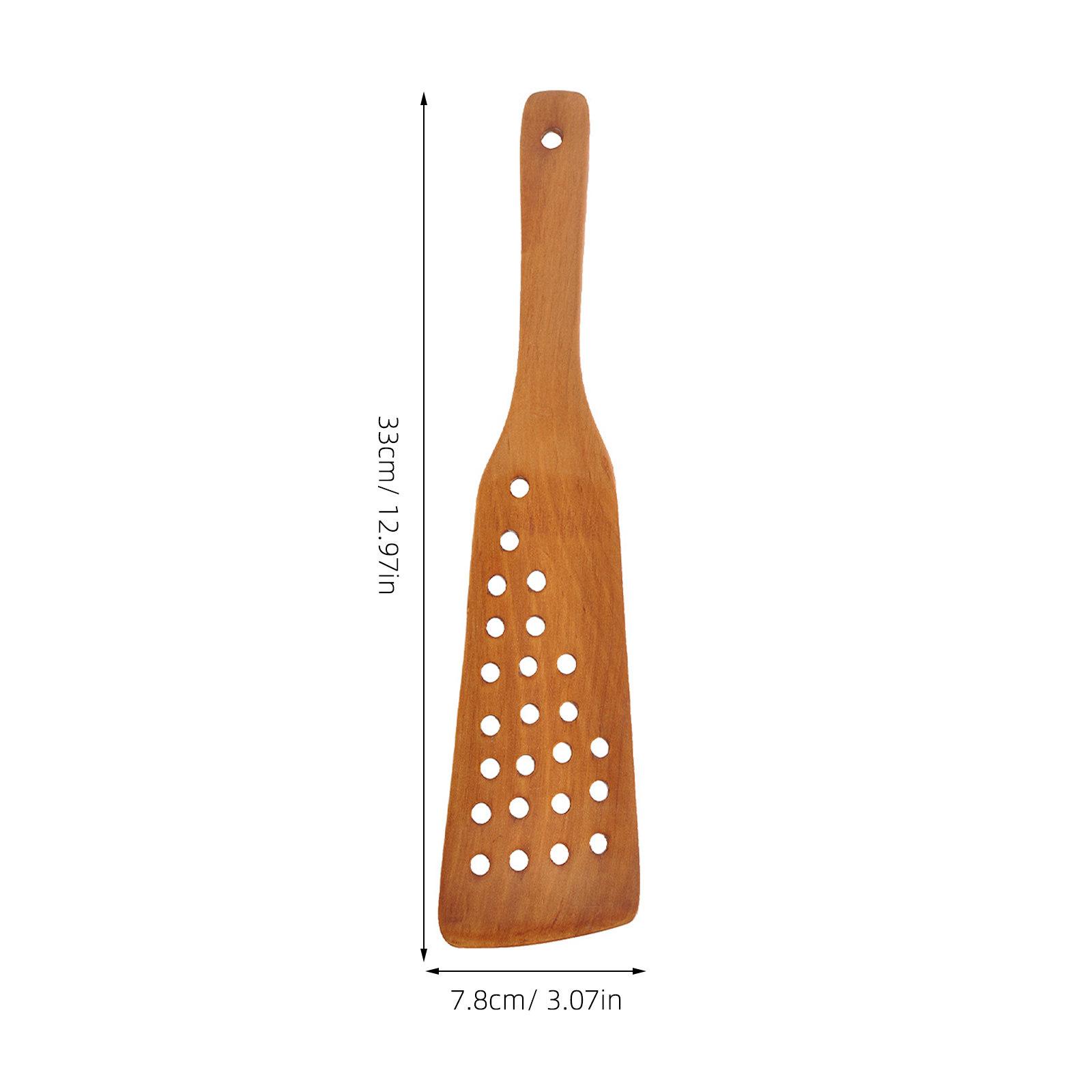 

24-Hole Wooden Wok Spatula Anti-Scald Non-Stick Cooking Utensil Smooth Polished Comfortable Grip Reliable Convenient Kitchen коричневый