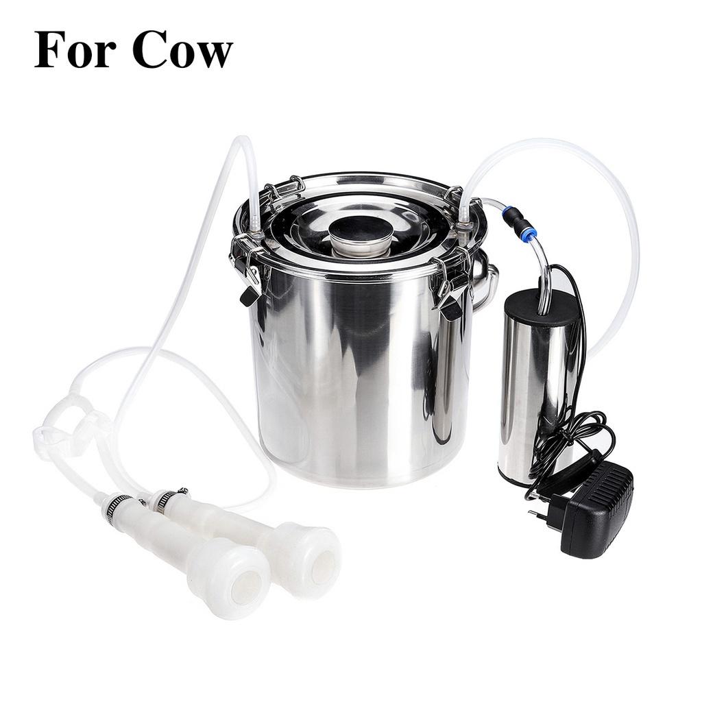 Stainless Steel Electric Milking Machine Household Goat Cow Sheep Bucket Suction Milker Vacuum Pump 5L