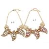 Leaf Necklace Vintage Set With Rhinestone Decor And Geometric Style For Women