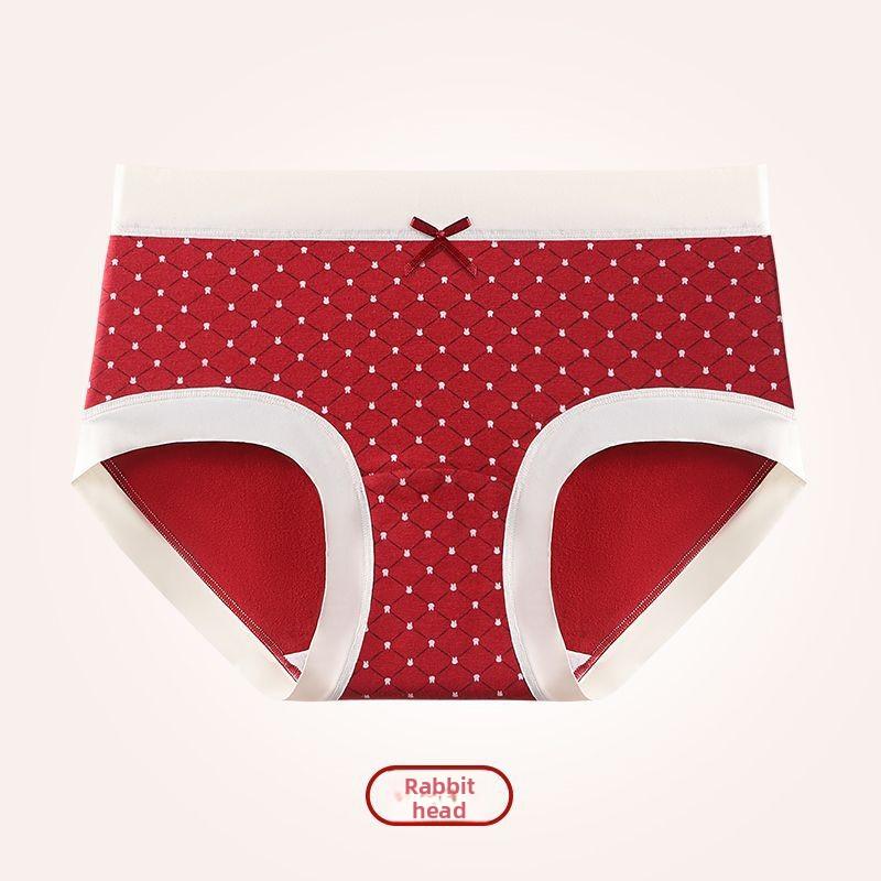Lady Spring and Autumn Festival Wedding Year Bright Red Sweet Lovely Cotton Extended Briefs